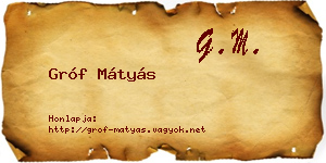 Gróf Mátyás névjegykártya